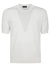 Ballantyne Short-sleeved Knit Top With V-shaped Cutout In White
