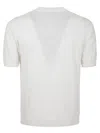 Ballantyne Short-sleeved Knit Top With V-shaped Cutout In White Butter