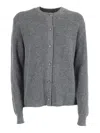Ballantyne Round Neck Wool Cardigan In Gray