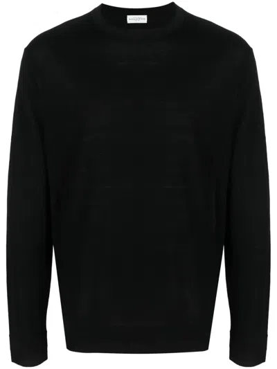 Ballantyne Black Plain Wool Crew Sweater In Multi