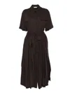 Ballantyne Shirt-style Midi Dress With Belted Waist In Brown
