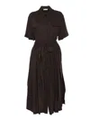 Ballantyne Shirt-style Midi Dress With Belted Waist In Brown