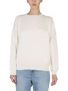 Ballantyne White Solid Crew Neck Sweater In White