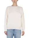 Ballantyne White Solid Crew Neck Sweater In White