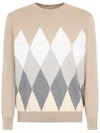 Ballantyne Diamond-print Jumper In Grey