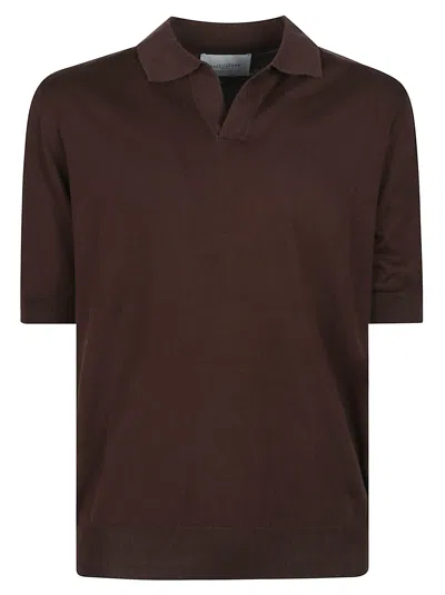 Ballantyne Short Sleeve Plain Polo Shirt In Brown