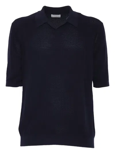 Ballantyne Short-sleeve Waffle-knit Polo Shirt In Blue