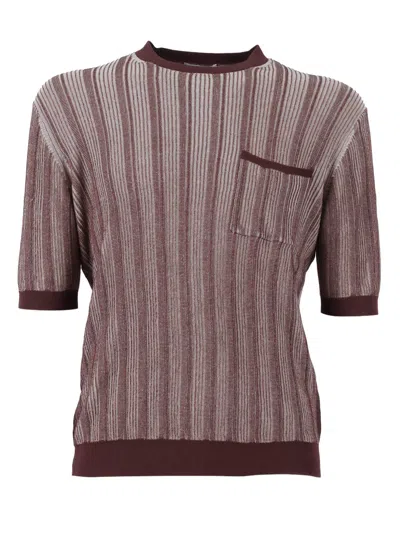 Ballantyne Striped Short-sleeve Polo Shirt In Brown