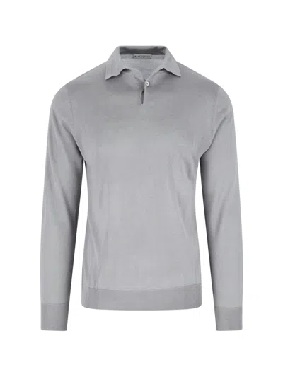Ballantyne Silk And Cashmere Polo In Gray