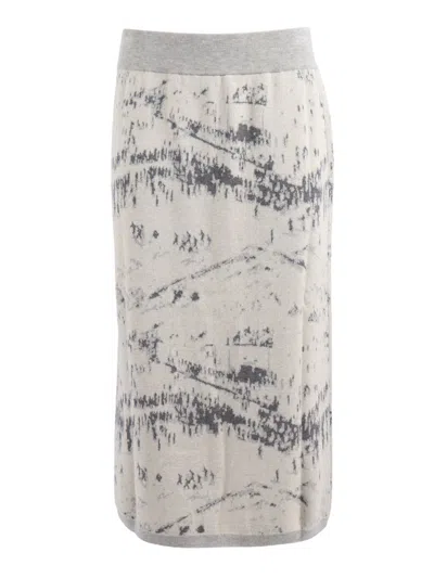 Ballantyne Abstract-print Skirt In Gray