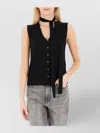 Ballantyne Sleeveless V-neck Top Tie Detail In Black