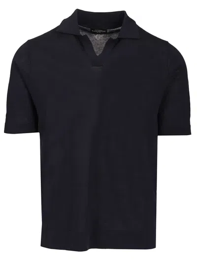 Ballantyne Slim Fit Polo Shirt Blue In Black