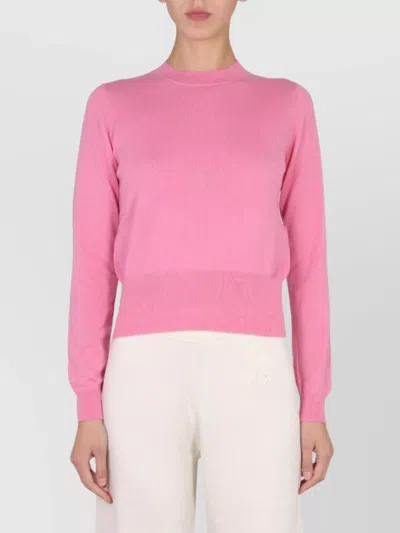 Ballantyne Soft Texture Cashmere Cross-neck Sweater In Pink