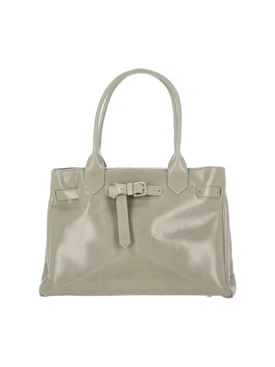 Ballantyne Sophisticated Grey Calfskin Tote With Adjustable Buckle Detail In Multi