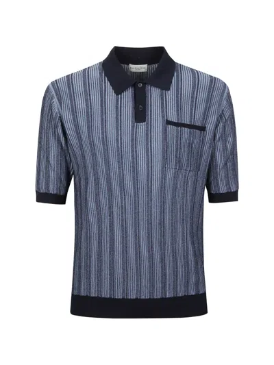 Ballantyne Striped Pocket Polo Shirt In Blue