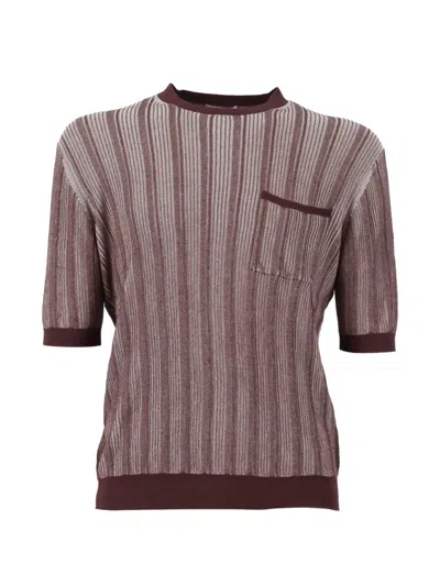 Ballantyne Striped Short-sleeve Polo Shirt In Brown