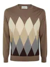 Ballantyne V Neck Pullover In Brown