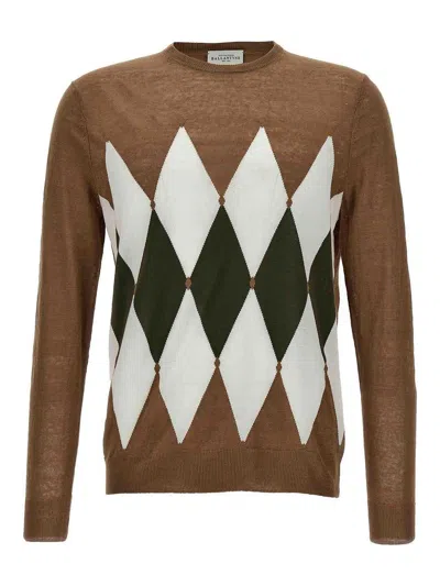 Ballantyne Argyle Sweater In Brown