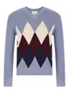 Ballantyne Argyle Pattern Sweater Sweaters And Cardigans Light Blue In Blue