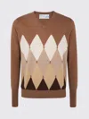 Ballantyne V Neck Pullover Argyle Pattern Knit In Brown