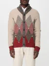 Ballantyne Shawl-collar Diamond-pattern Cardigan In Neutral