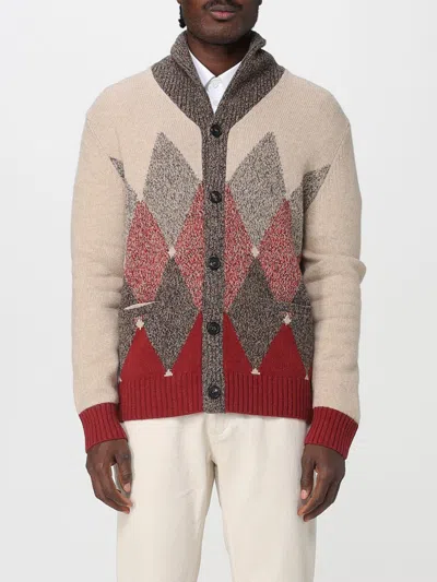 Ballantyne Shawl-collar Diamond-pattern Cardigan In Neutral