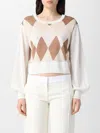 Ballantyne Round Neck Pullover With Open Back In Beige