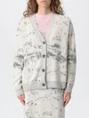 Ballantyne Fine Knit V-neck Cardigan With Button-down Front In Gray