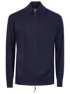 Ballantyne Plain Zipped Caridgan In Blue