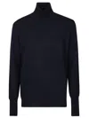 Ballantyne Plain Turtle Neck Sweater In Blue