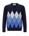 Ballantyne Argyle Pattern Sweater In Blue