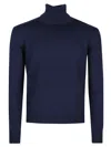 Ballantyne Plain Turtle Neck Sweater In Blue