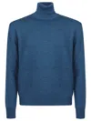 Ballantyne Plain Turtle Neck Sweater In Blue