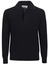 Ballantyne V Neck Polo Sweater In Blue