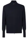 Ballantyne Black Zipped Cardigan With High Collar In Blue