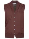 Ballantyne Plain V-neck Vest In Brown