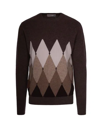 Ballantyne Pullover Con Fantasia A Rombi Marrone In Brown