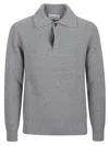 Ballantyne V Neck Polo Sweater In Gray