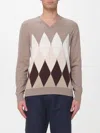 Ballantyne V-neck Pullover With Iconic Diamond Pattern In Brown