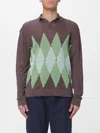 Ballantyne Polo Neck Pullover With Diamond Pattern Detailing In Green