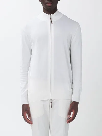 Ballantyne Plain Full Zip Cotton Cardigan In White