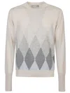 Ballantyne V-neck Diamond-pattern Sweater In Multi