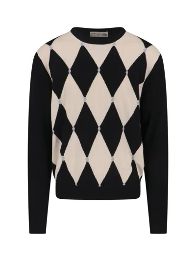 Ballantyne Argyle Knit Sweater In Black