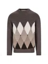 Ballantyne Diamond-patterned Round-neck Sweater In Brown