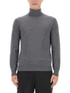 Ballantyne Classic Grey Wool Turtleneck Sweater In Gray