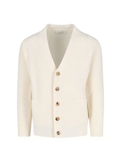 Ballantyne Ribbed Cardigan In Neutral