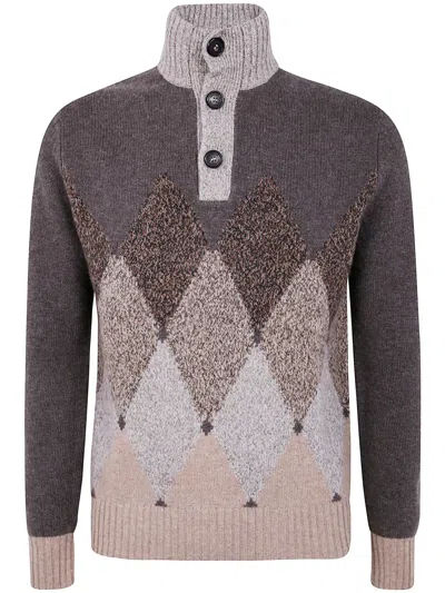 Ballantyne T Neck Pullover Button In Brown
