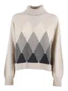 Ballantyne Turtleneck Diamond-pattern Sweater In Neutral