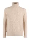 Ballantyne Fine Knit High-neck Pullover With Ribbed Details In Neutral