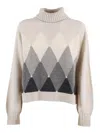 Ballantyne Turtleneck Diamond-pattern Sweater In White
